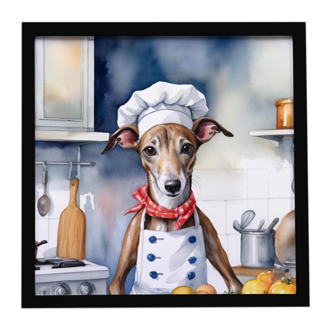 Edge Collections - 8" x 8" - Multicolor - Kitchen Wall Art Framed Metal The Chef - 1 Piece